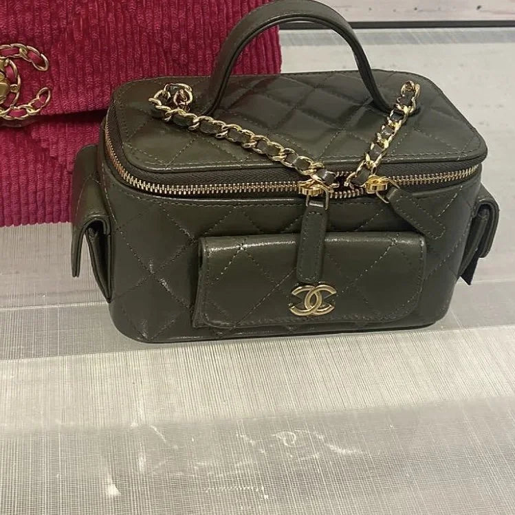 Dark Green Vanity Bag With Strap R89886
