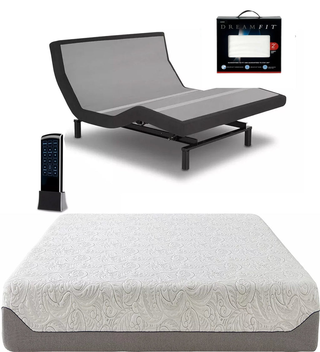 Queen Adjustable Bed with Gel Memory Foam Mattress and Sheets B514029
