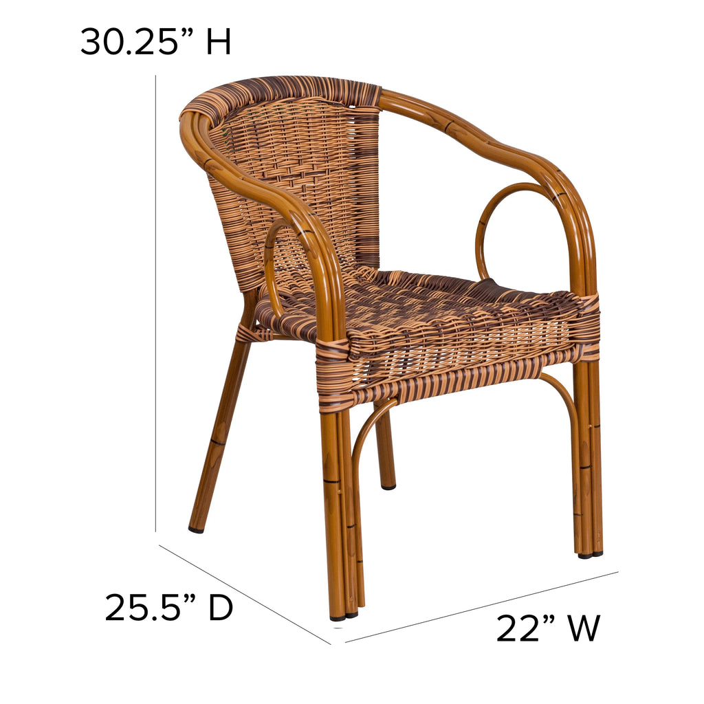 Brown Rattan Patio Chair with Dark Red Frame G4901