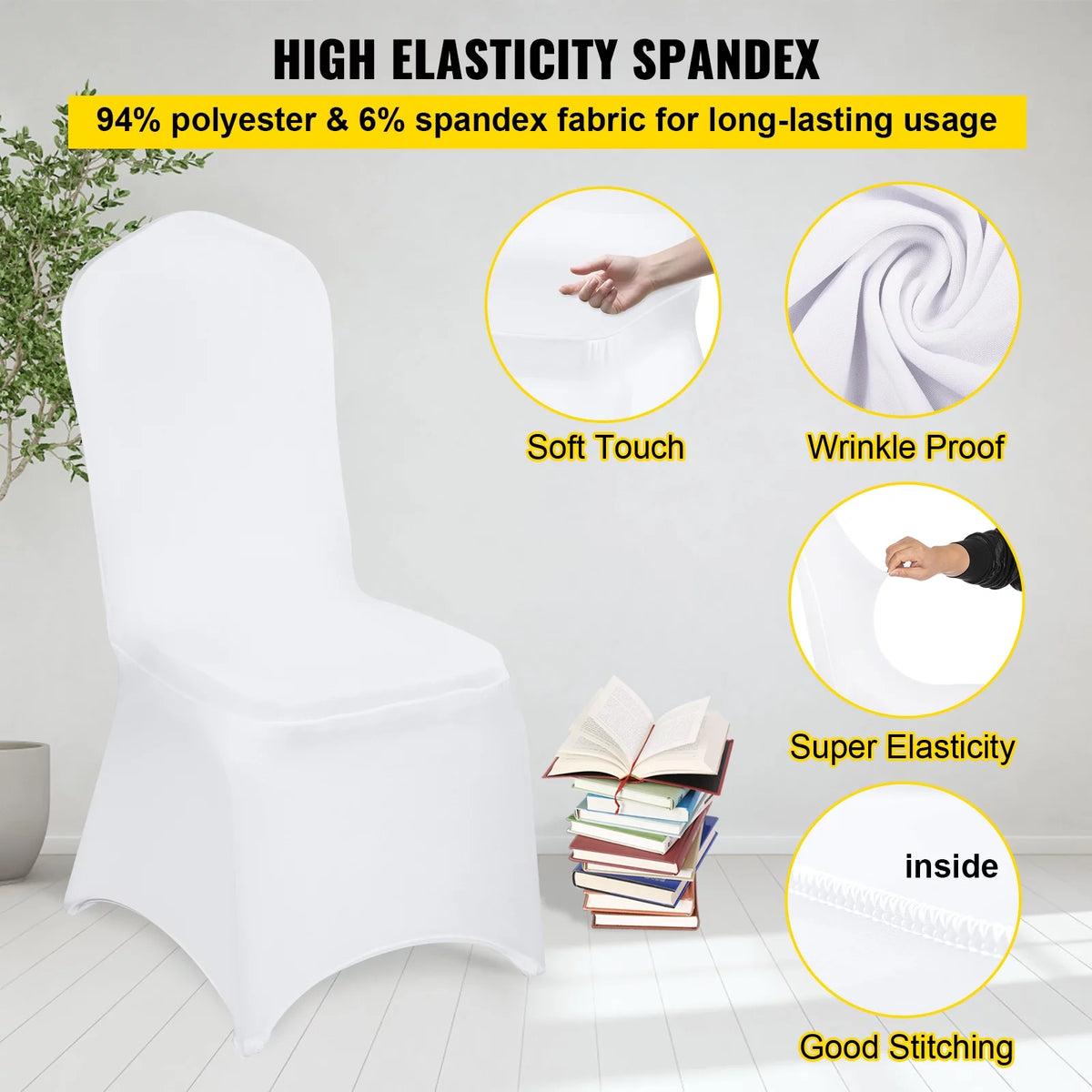 White Spandex Chair Covers 100 PCS C69028