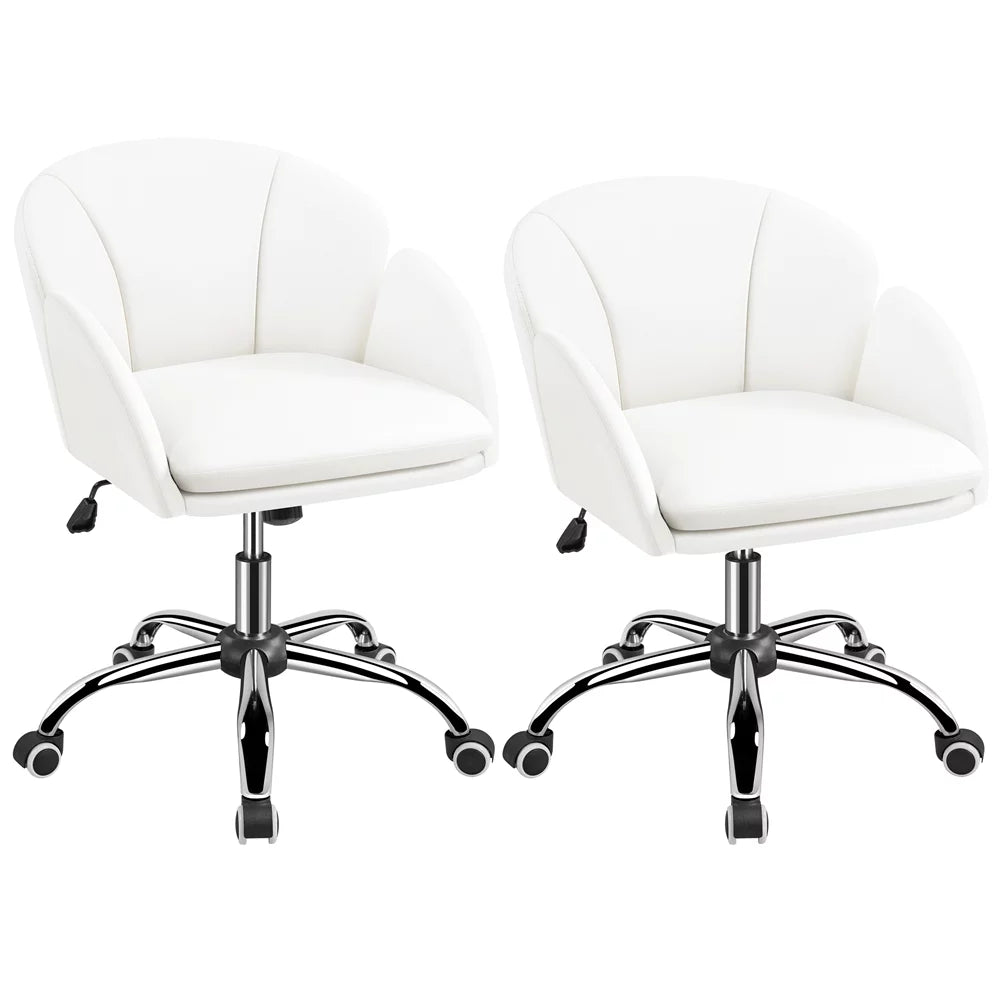 White Swivel Rolling Desk Chair with Armrests X209