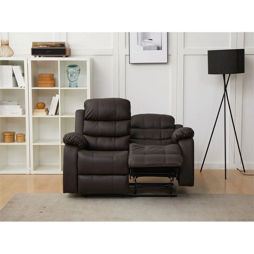 Brown Faux Leather Loveseat X32434
