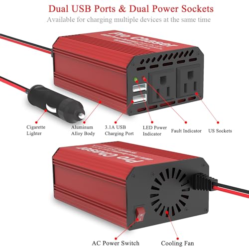 400W Power Inverter DC 12v to AC 110v with Dual USB Ports F972437